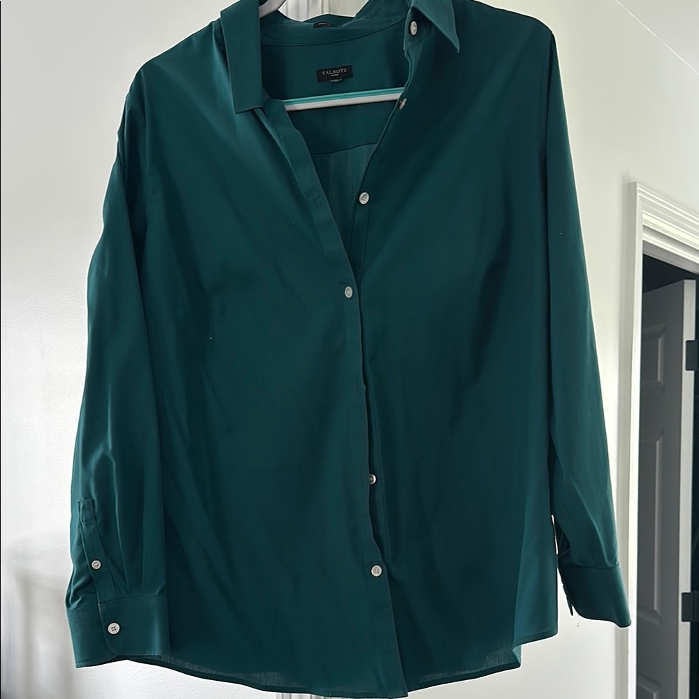 Theory Women's Green Button-Up Blouse